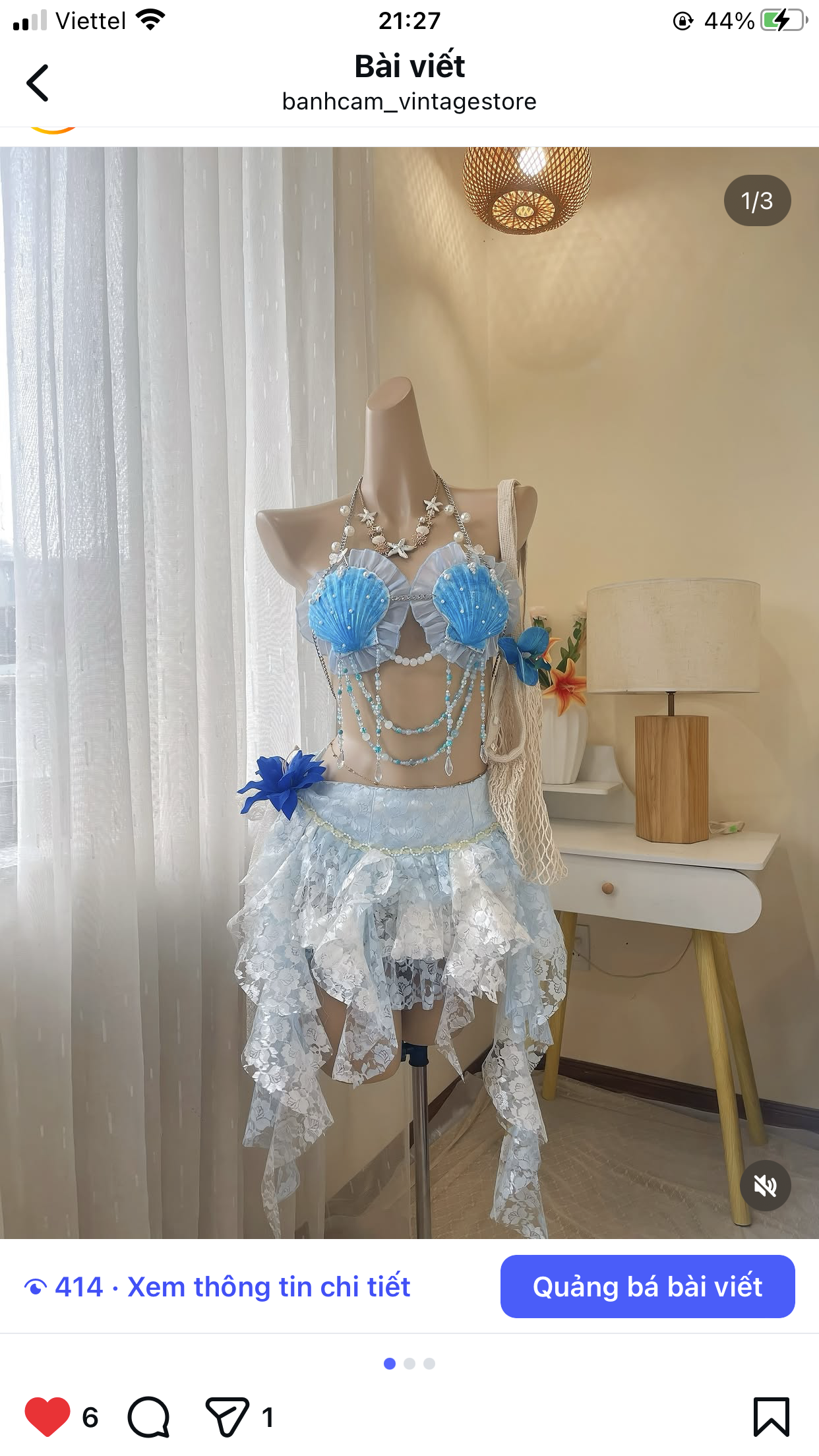 Mermaid vibe  — handmade vintage boho bikini by Bánh Cam, Vietnam