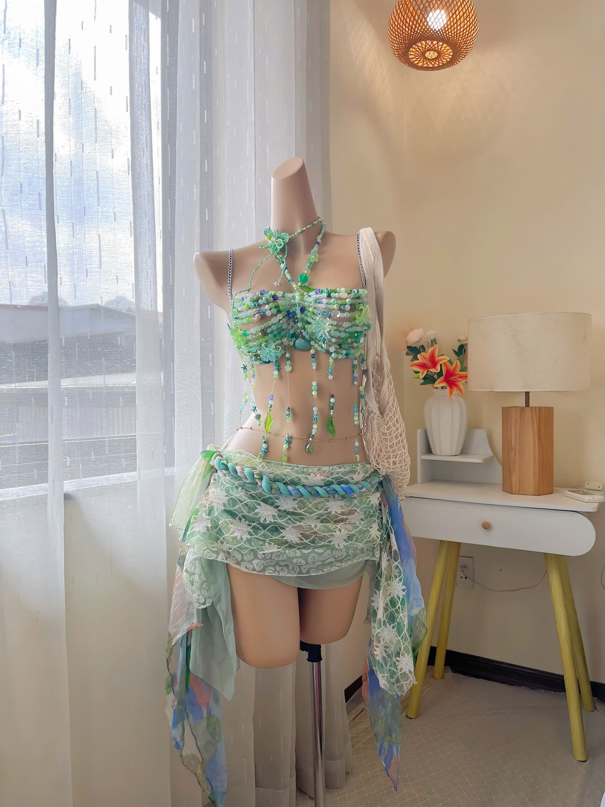 Beaded Top — handmade vintage boho bikini by Bánh Cam, Vietnam Beaded Top — handmade vintage boho bikini by Bánh Cam, Vietnam